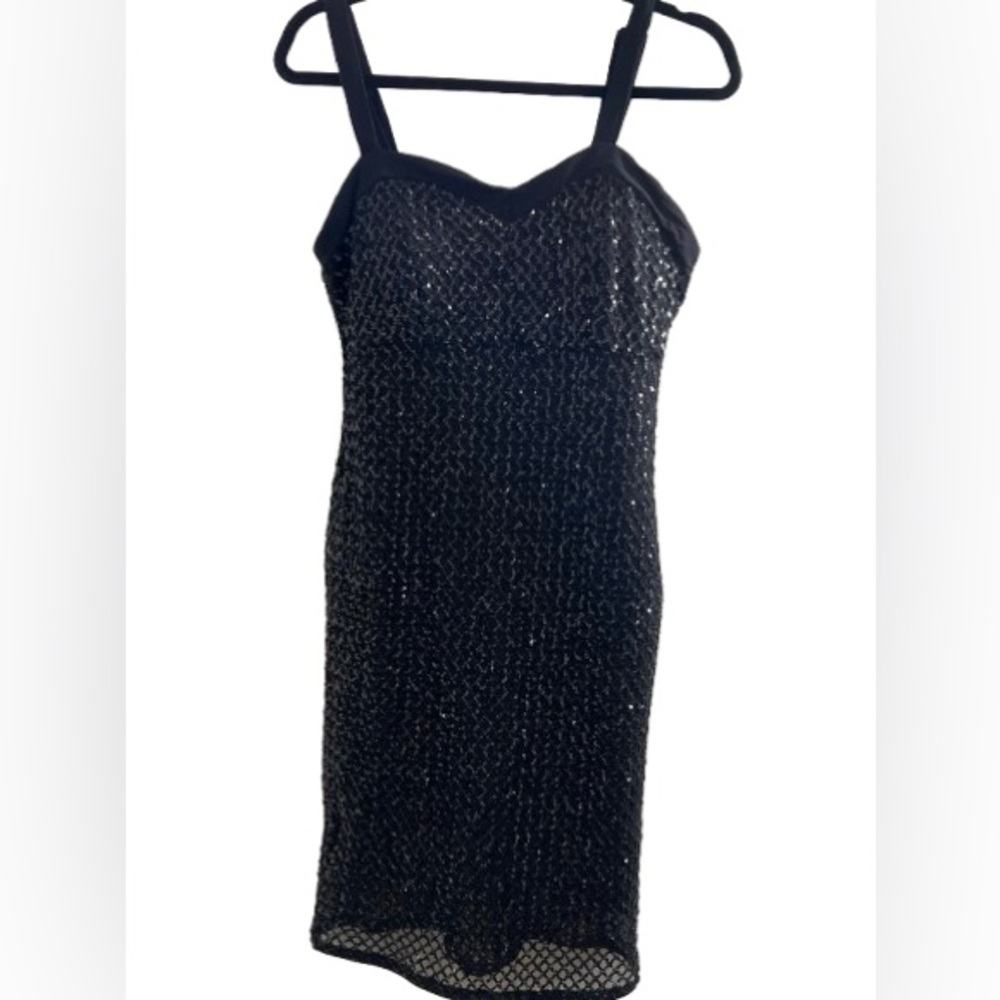 Haute Monde Black Strapless Sequin Dress
